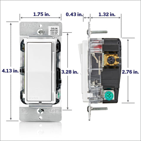 Leviton DSL06-1LZ supports LED, incandescent and halogen bulbs