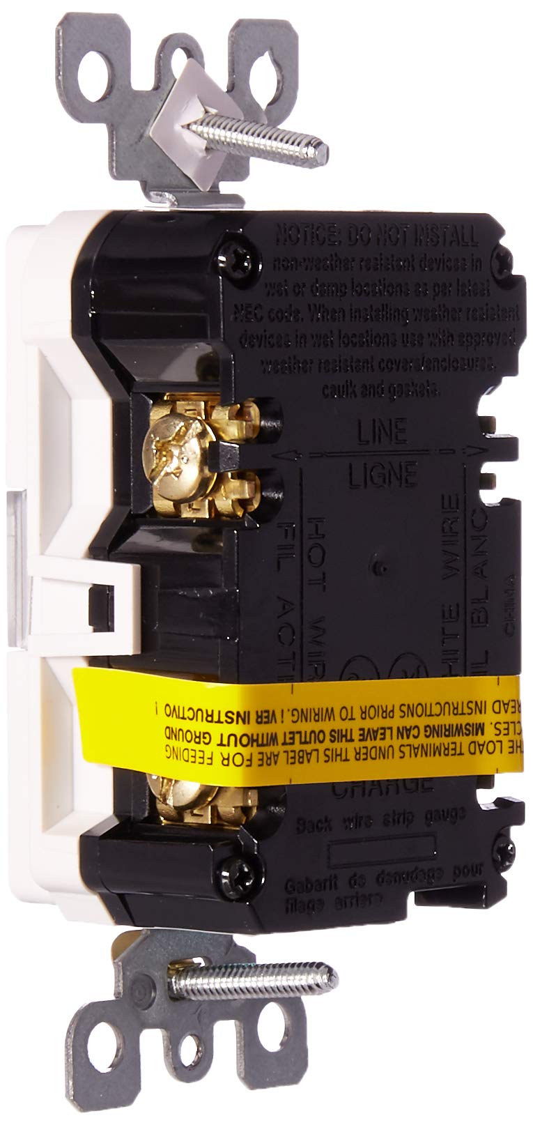 Leviton GFCI Guidelight outlet showing compact design and easy placement.