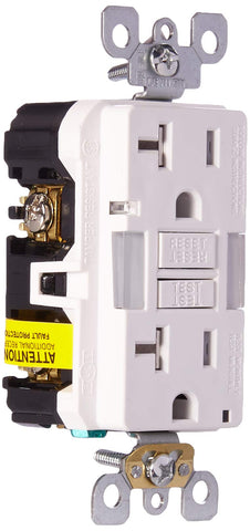 Leviton GFCI Guidelight outlet with LED indicator for safer dim spaces.
