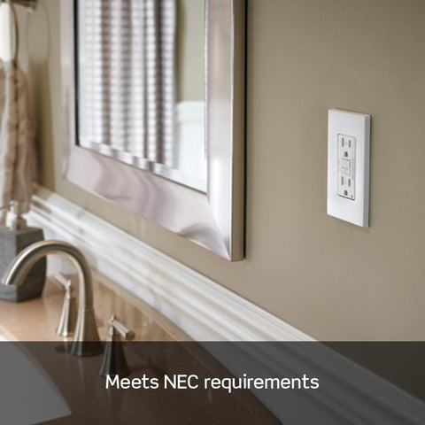 Leviton GFTR1-E LED indicator glow demonstrates power and protection status clearly.