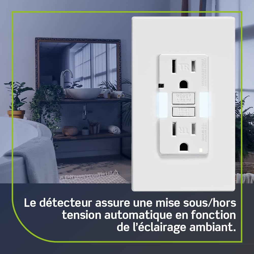 Leviton GFCI replaces night-light without extra outlet space