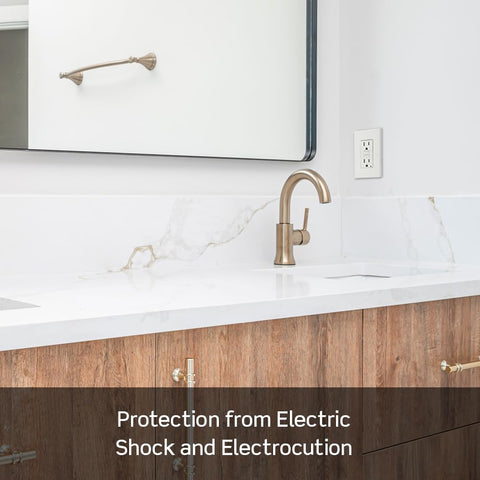 Leviton GFCI outlet self-test button ready for automatic safety checks