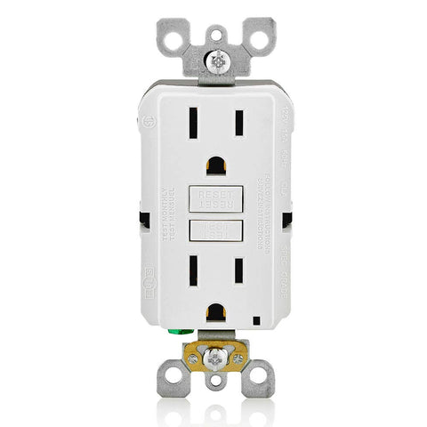 Leviton GFCI outlet self-test feature provides ongoing safety checks.