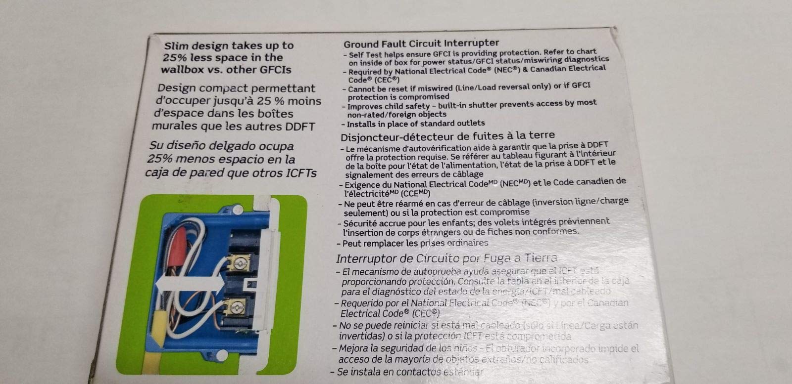 Leviton GFTR1-4W LED indicator light shows status and protection.