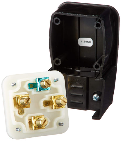 Leviton heavy-duty plug with grounding and four-wire setup for stable power connections.