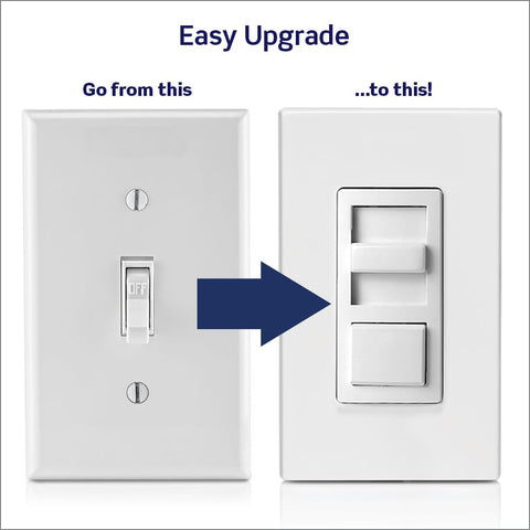 Leviton IllumaTech dimmer front view showing convenient on/off memory feature.