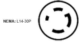 Leviton L14-30P grounding pin illustration emphasizes safety grounding in use