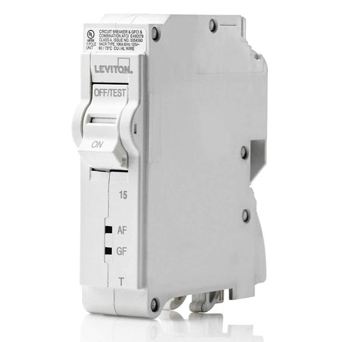 Leviton LB115-DFT front view with LED status indicators for fault clarity.