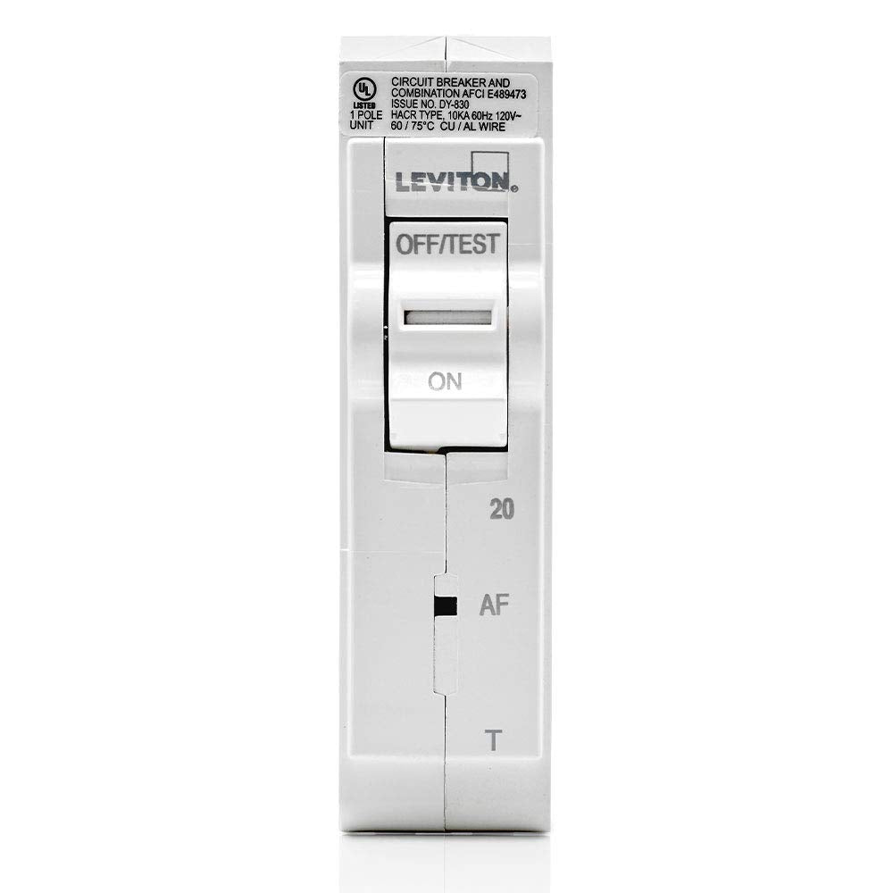 Leviton LB120-AFT LED indicators show trip type for quick diagnosis.