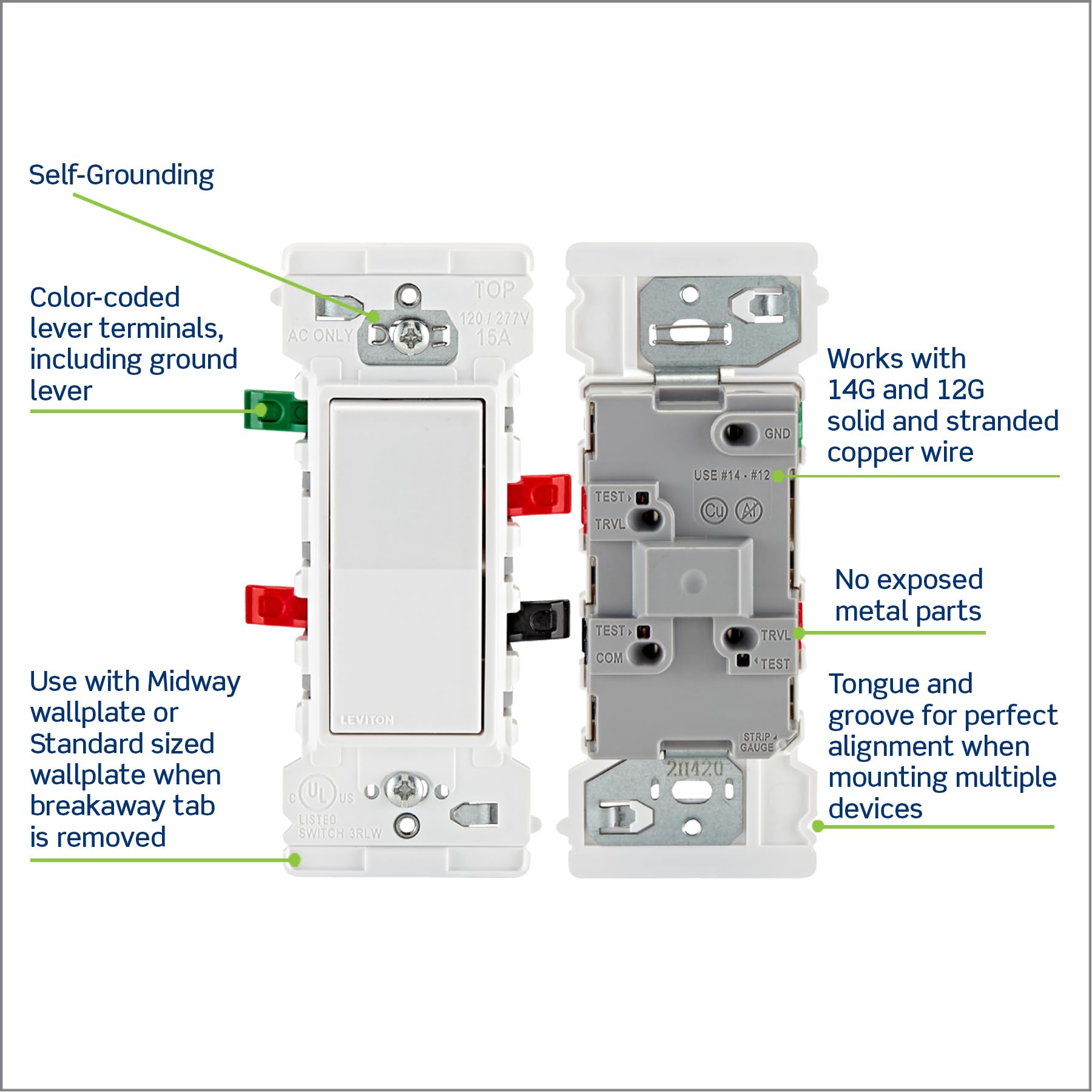 Leviton Lever Edge 3-Way in hallway shows audible click.