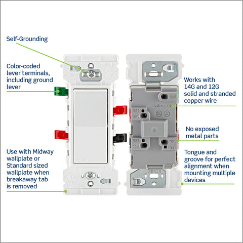 Leviton Lever Edge 3-Way in hallway shows audible click.