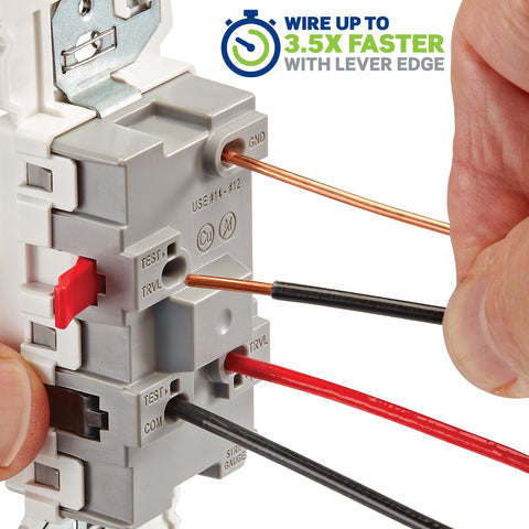 Leviton Lever Edge 3-Way switch color-coded terminals for error-free wiring.