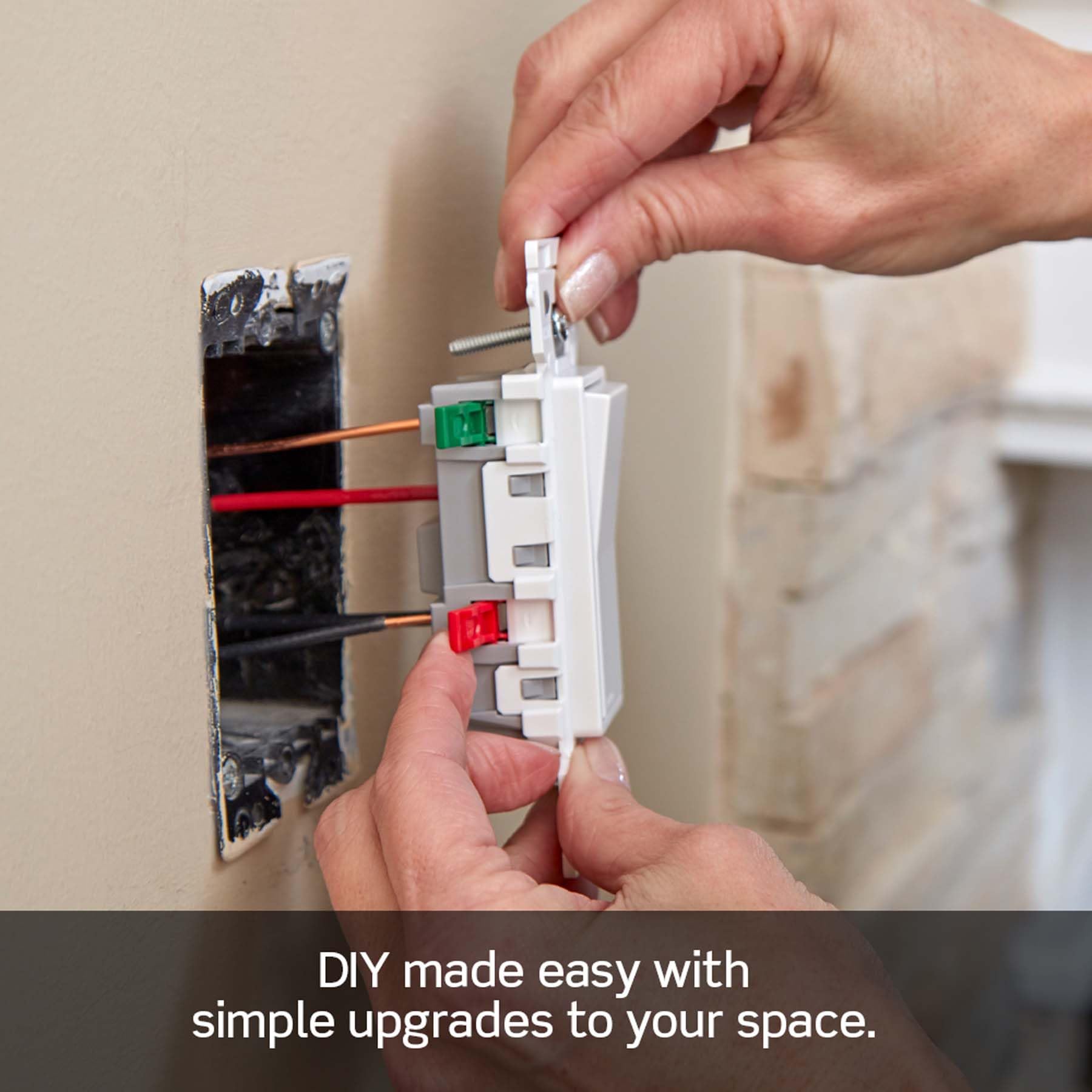 Leviton Lever Edge fast-wiring setup demonstrates quick connections.
