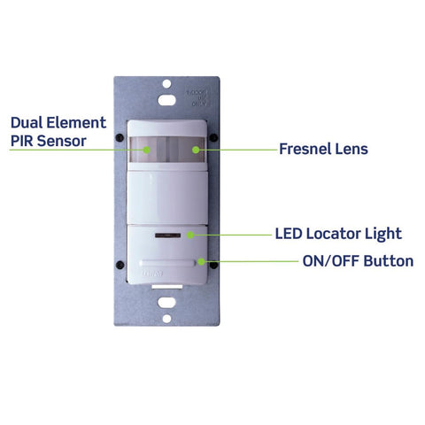 Leviton ODS10-IDE packaging highlights 120/277V compatibility and installation tips
