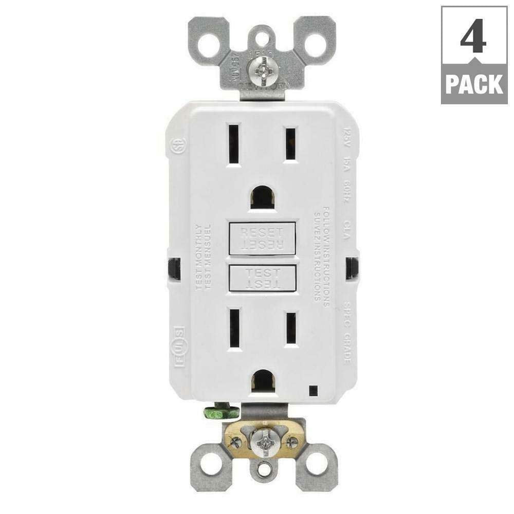 Leviton self-test GFCI outlet side wiring shows easy back and side wire options.