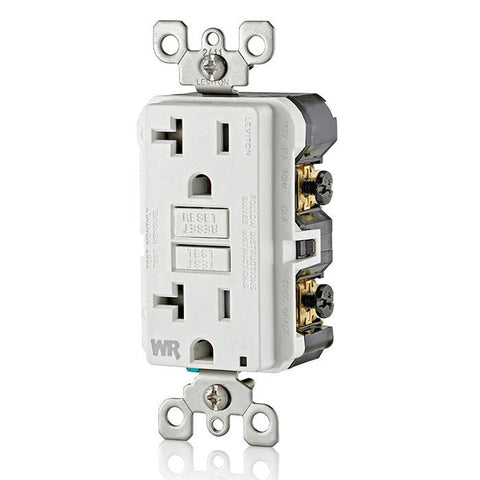 Leviton SmartlockPro Slim GFCI LED indicator showing power and protection status.
