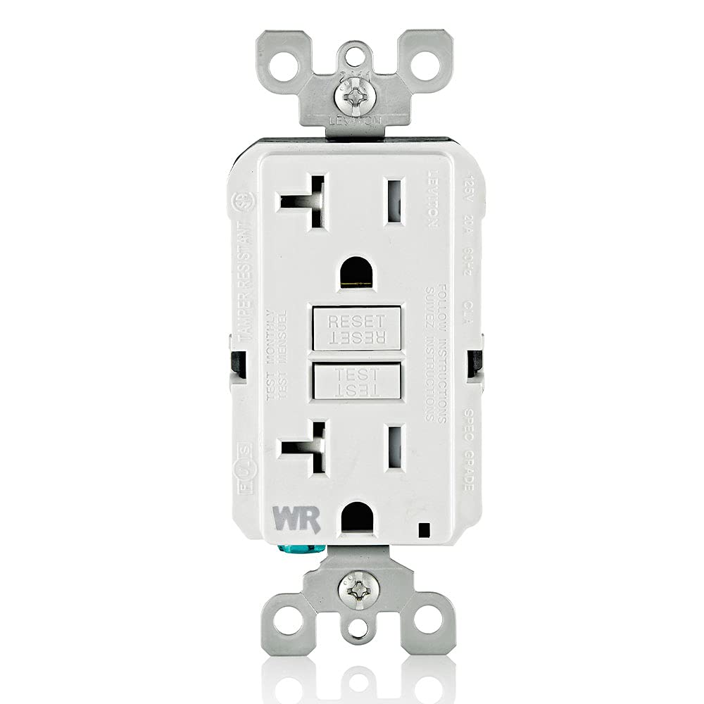 Leviton Self-Test SmartlockPro Slim GFCI outlet front view for quick, secure installation.