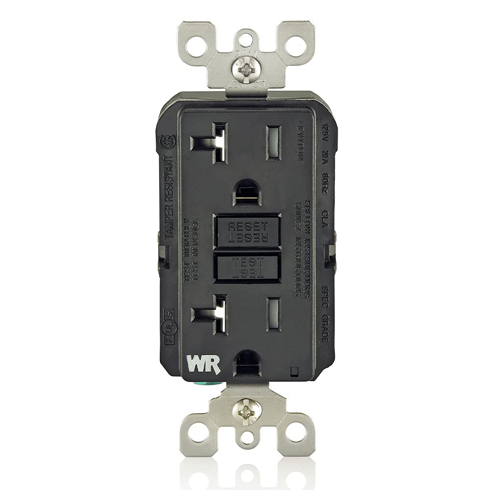 Leviton self-test slim GFCI front view shows compact profile