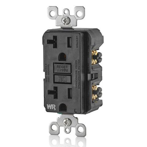 Leviton self-test slim GFCI with LED indicator confirms status