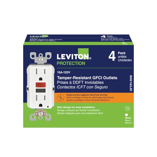 Leviton slim-profile GFCI outlet fits tight spaces for quick, safe installations.