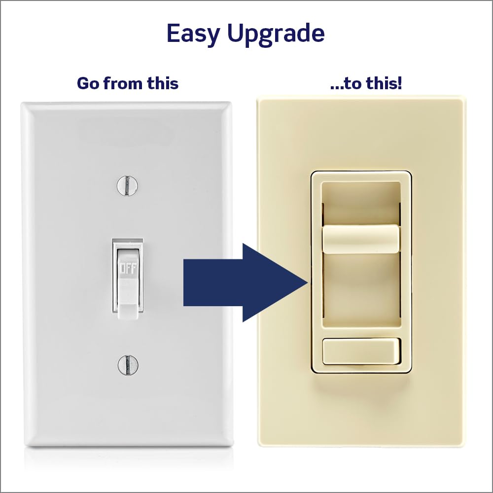 Leviton SureSlide ivory dimmer slide control delivering precise light levels