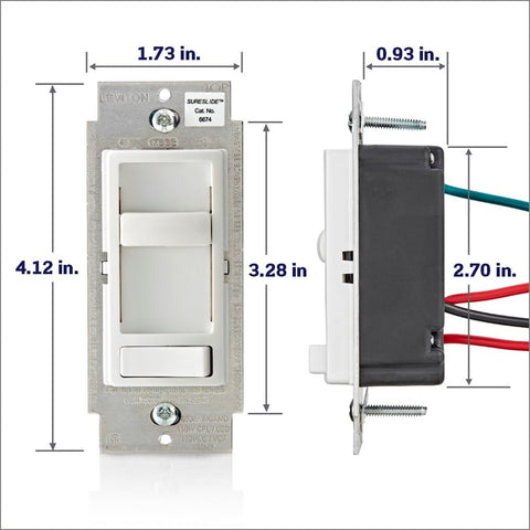 Leviton SureSlide adjustable min-max range reduces flicker.