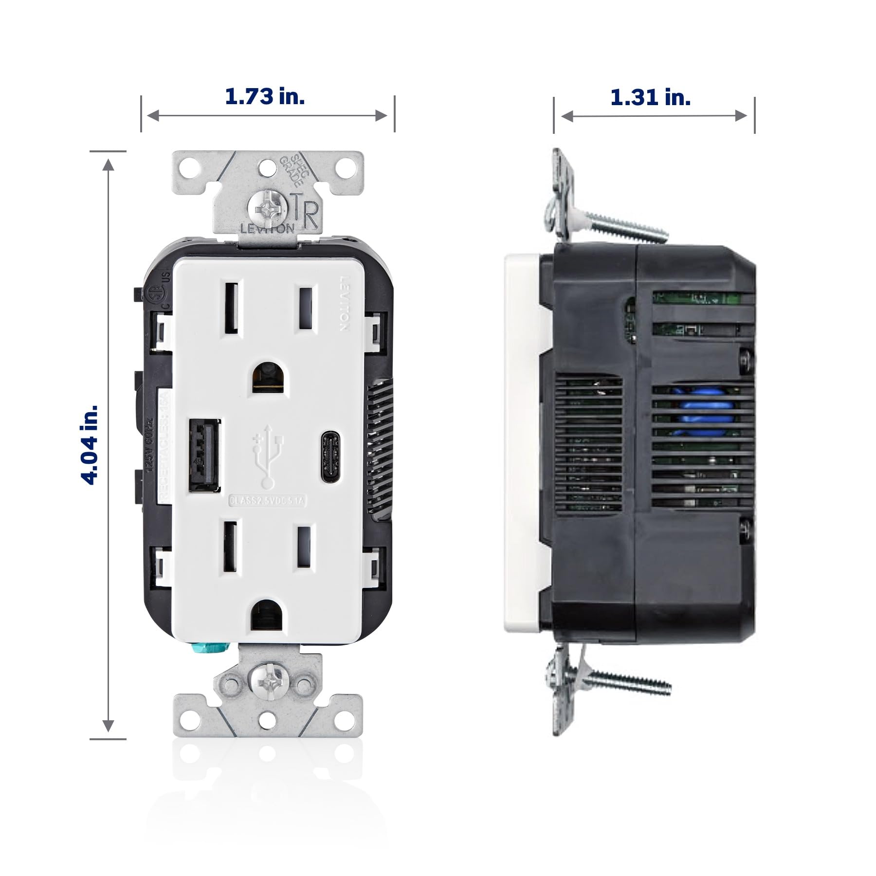 Leviton T5633-W in-wall installation showing clean integration and free outlets