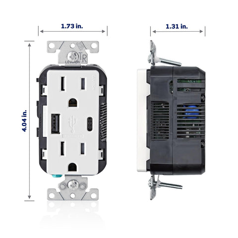 Leviton T5633-W in-wall installation showing clean integration and free outlets