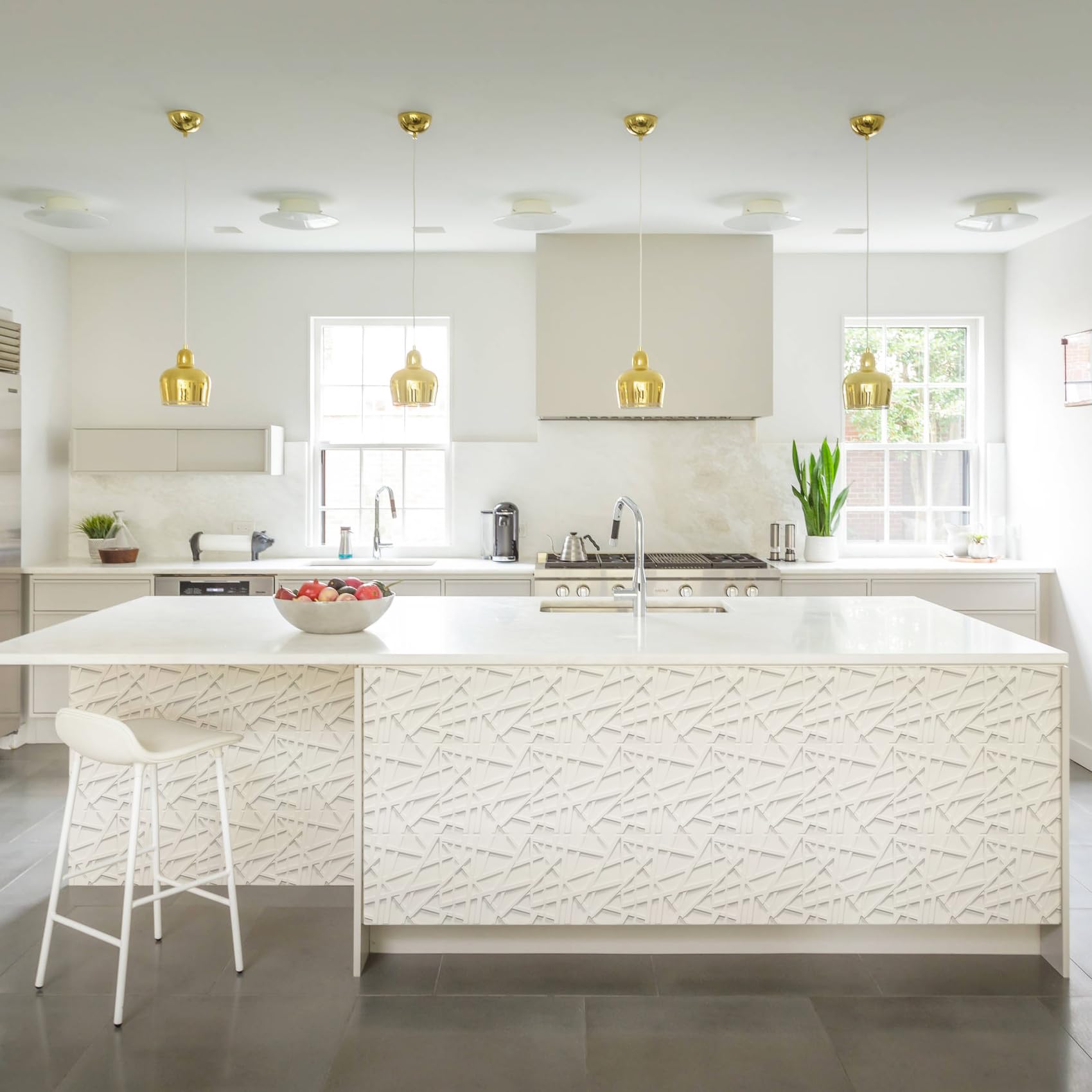 LEVOWAY white 3D panels show off a modern adaptable wall accent.
