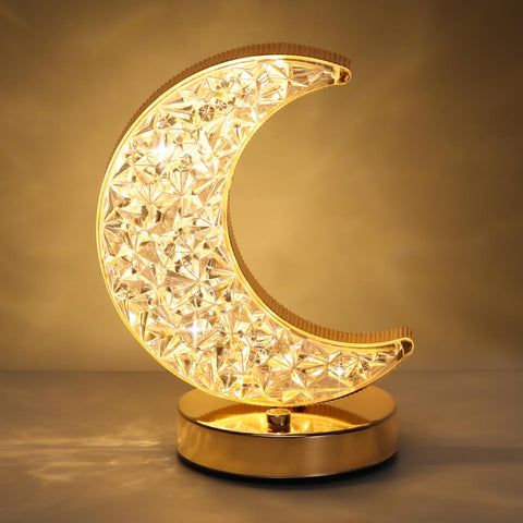 Lewondr Crescent Moon lamp base glows softly for serene bedside ambiance
