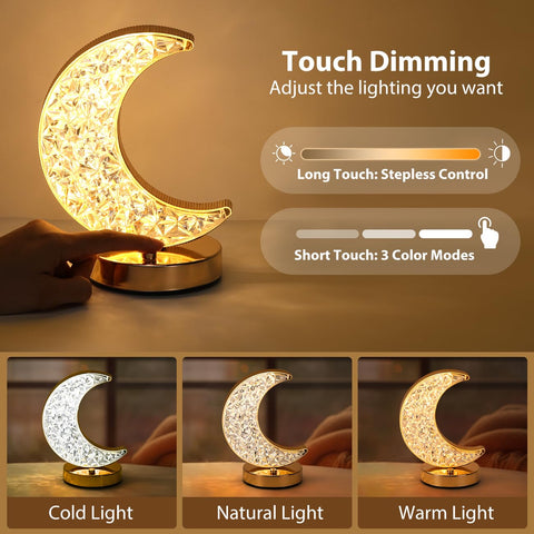 Lewondr Crescent Moon lamp diamond shade detail adds elegant decor