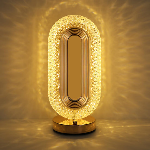Lewondr oval table lamp with diamond shade creates a warm modern focal point.