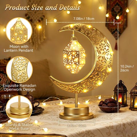 Lewondr Ramadan Moon Lamp battery-powered operation offers cordless placement