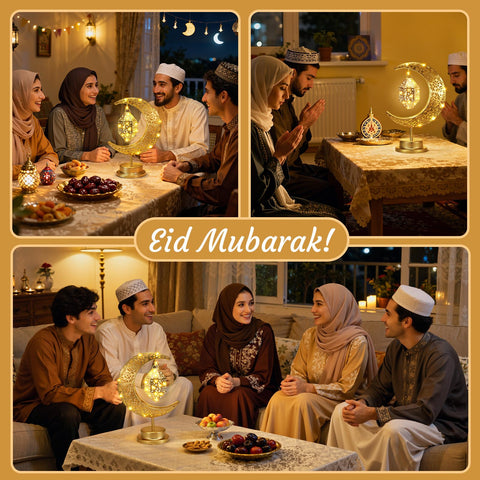 Lewondr Eid Mubarak decor crescent lamp adds warm glow