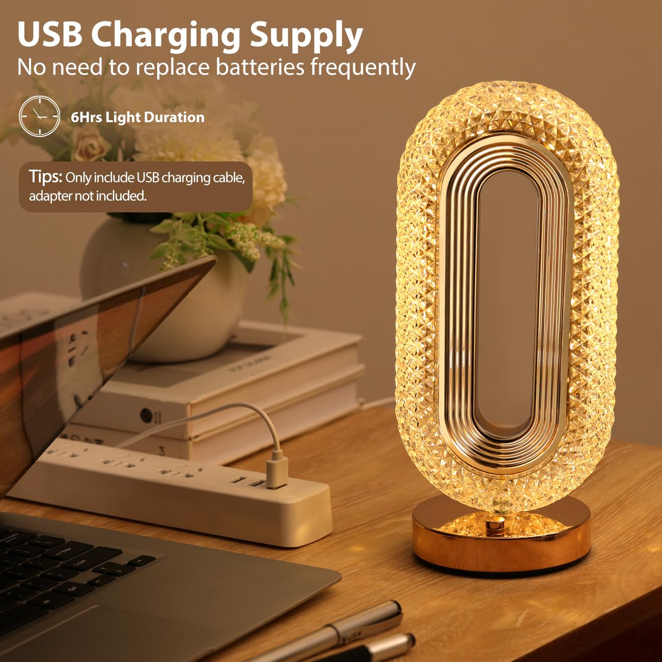 Lewondr touch-control dimmable base enables easy brightness adjustment.