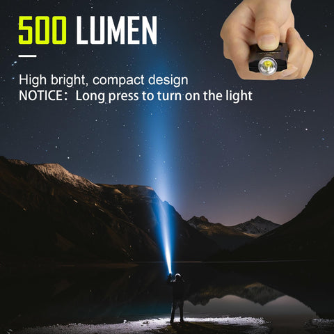 Lexall 500lm bright beam demonstrates a wide, clear light from a compact flashlight.