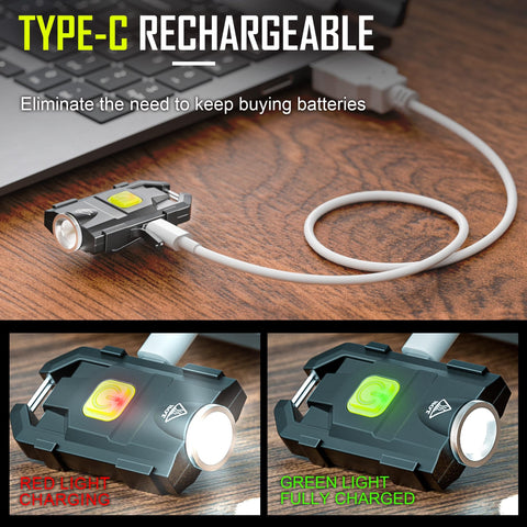 Lexall carabiner attachment makes the light easy to clip onto bags or belts.