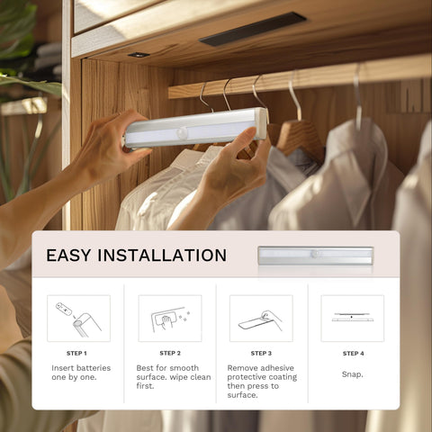 Lexall motion sensor lights suit closets, stairs, pantries, and storage spaces.