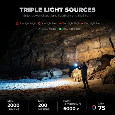 Lexall EDC flashlight COB floodlight provides wide-area lighting