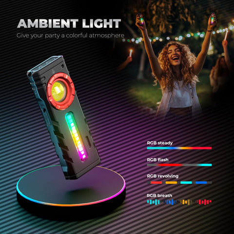Lexall EDC flashlight RGB side light adds ambient color for events
