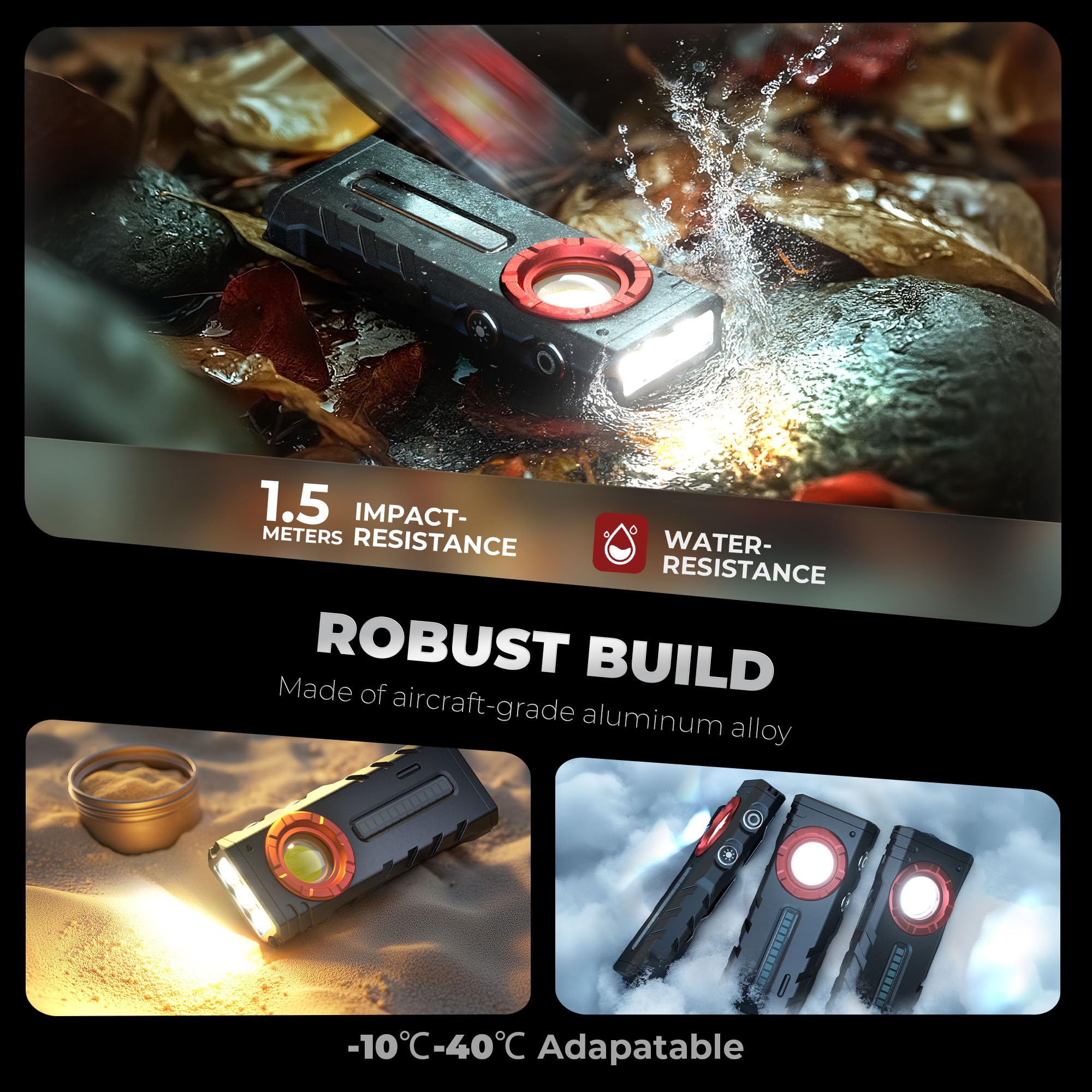 Lexall EDC flashlight waterproof design for outdoor use in varied conditions
