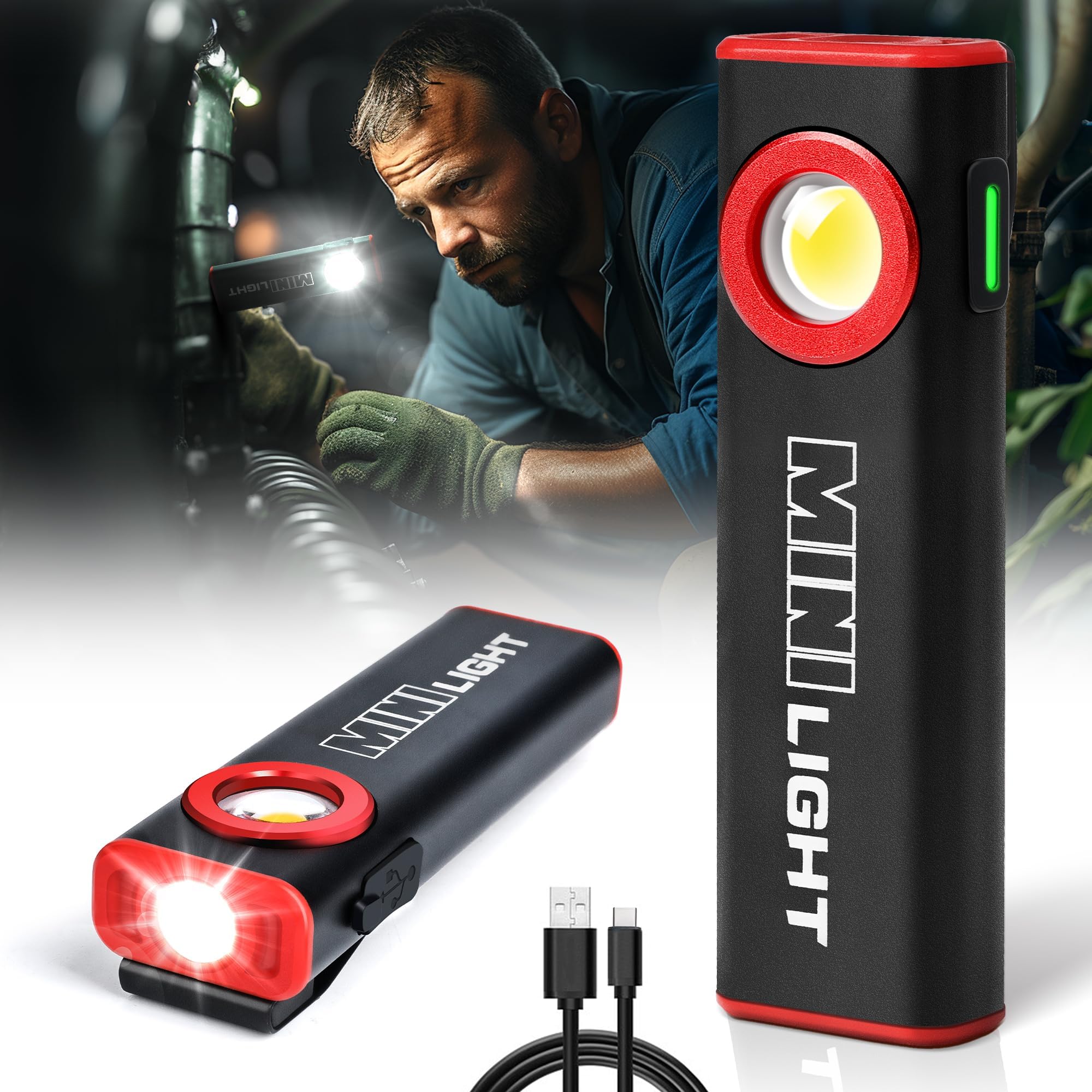 Lexall Flashlight dual lighting with spot and COB beams for precise tasks.