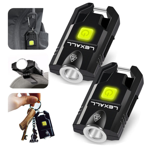 Lexall LED small flashlight 2-pack carried on a keychain for everyday use.