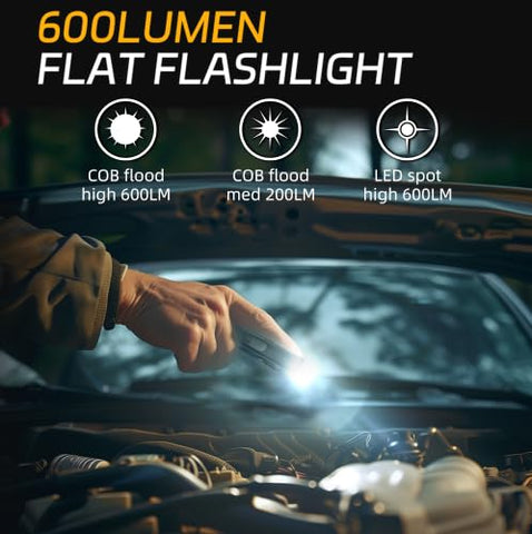 Lexall magnetic COB flat light with pocket clip enables hands-free repairs.