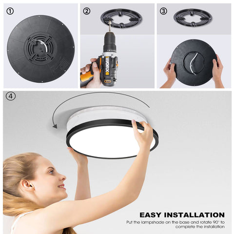Lexier 120V ceiling light with easy two-step installation process.