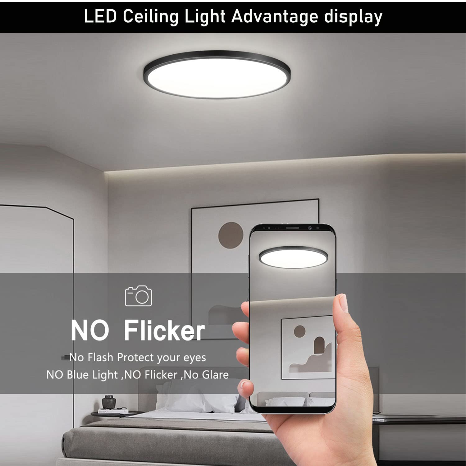 Lexier 12-inch flush mount LED light, side view showing ultra-thin design.