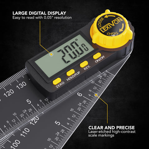 LEXIVON aluminum angle protractor with serial-numbered accuracy for reliability