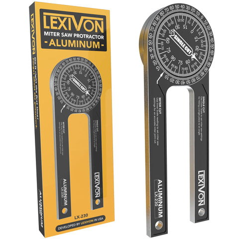LEXIVON aluminum miter protractor scale closeup for precise readings.
