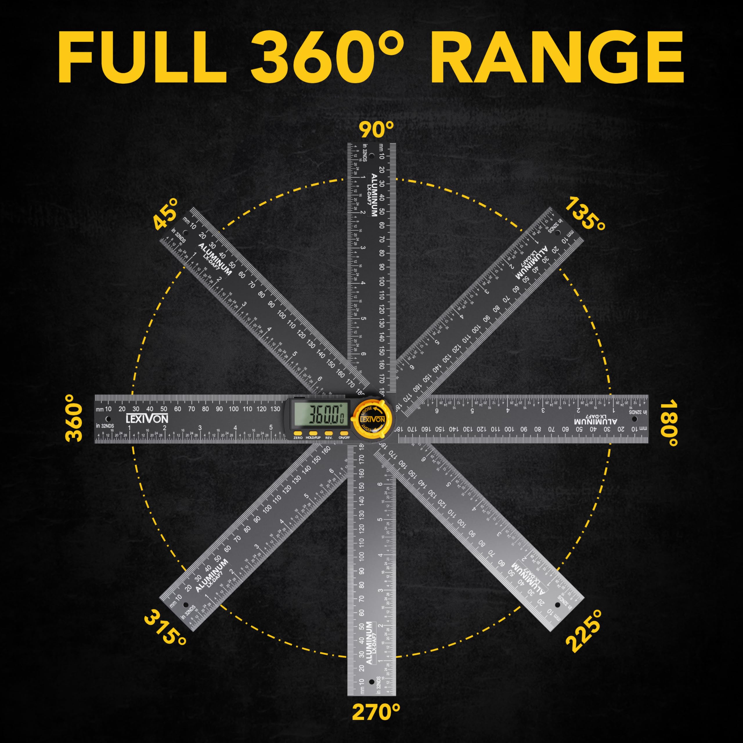 LEXIVON angle finder stored in rugged zippered pouch for field protection