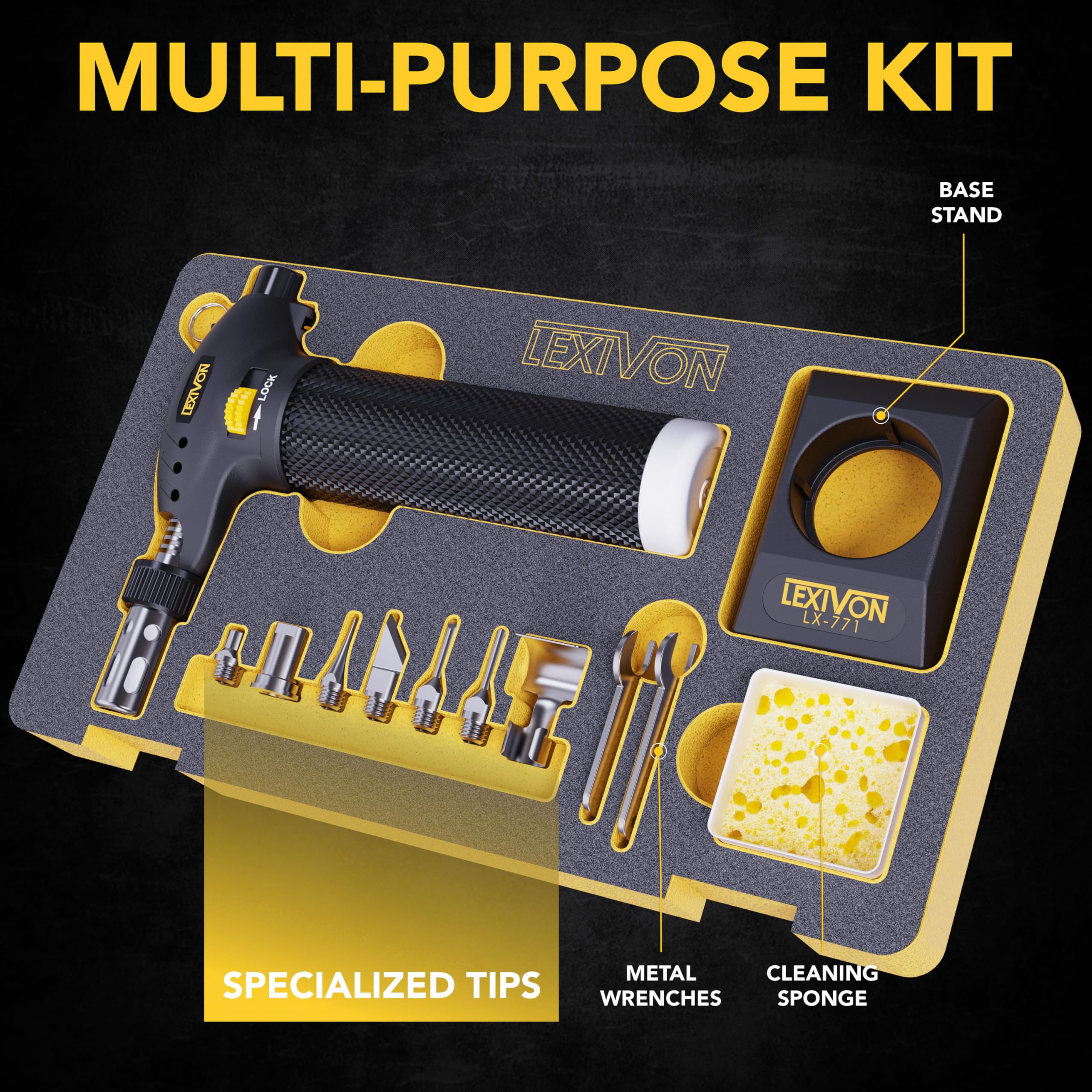LEXIVON torch with flame adjustment for precise control